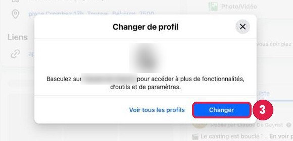 Fenêtre « Changer de profil » : bouton Changer